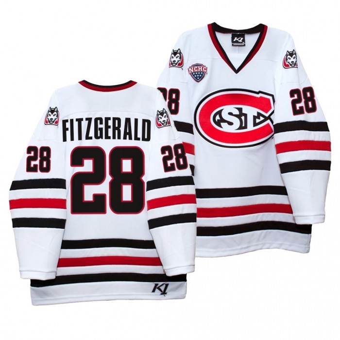 St. Cloud State Huskies Kevin Fitzgerald White Home Hockey Jersey 2021-22