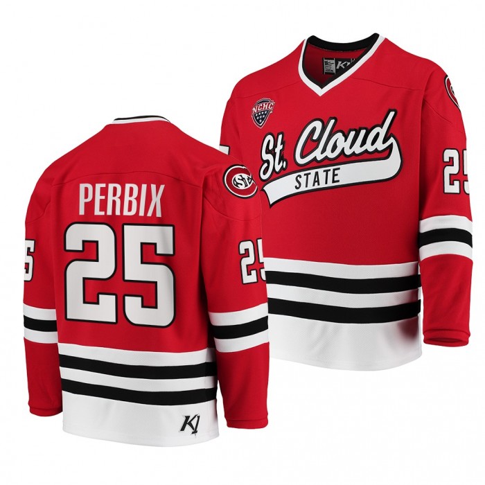 Nick Perbix St. Cloud State Huskies Red Away Jersey College Hockey 2021-22