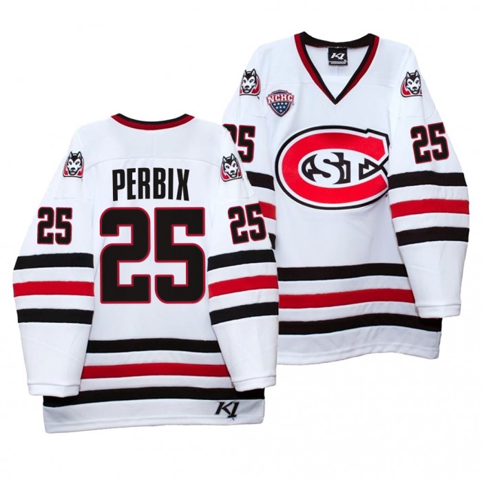 St. Cloud State Huskies Nick Perbix White Home Hockey Jersey 2021-22