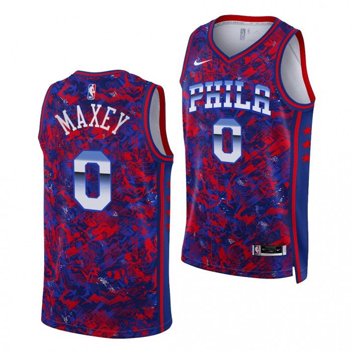 2020 NBA Draft Tyrese Maxey 76ers Dazzle Jersey Royal #0
