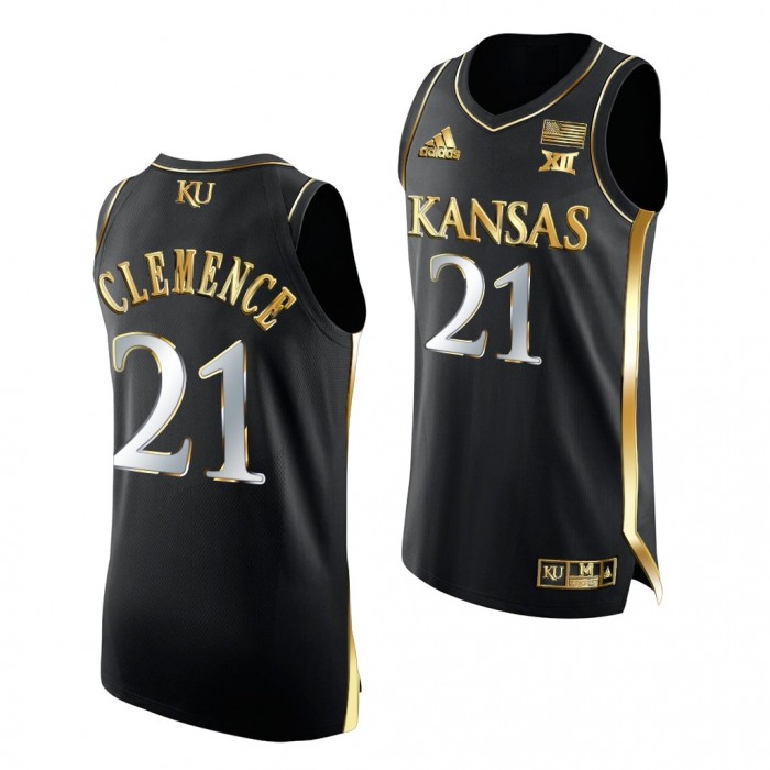 Zach Clemence Kansas Jayhawks Black Jersey 2021-22 Golden Edition Authentic Basketball Shirt