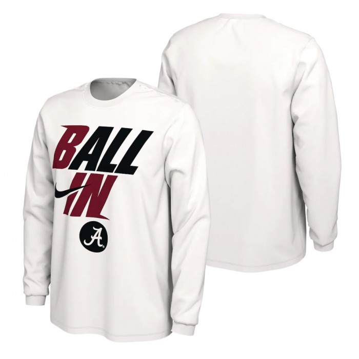 Alabama Crimson Tide Nike Ball In Bench Long Sleeve T-Shirt White