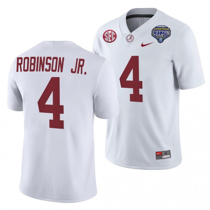Brian Robinson Jr. Alabama Crimson Tide 2021 Cotton Bowl White College Football Playoff 4 Jersey Men