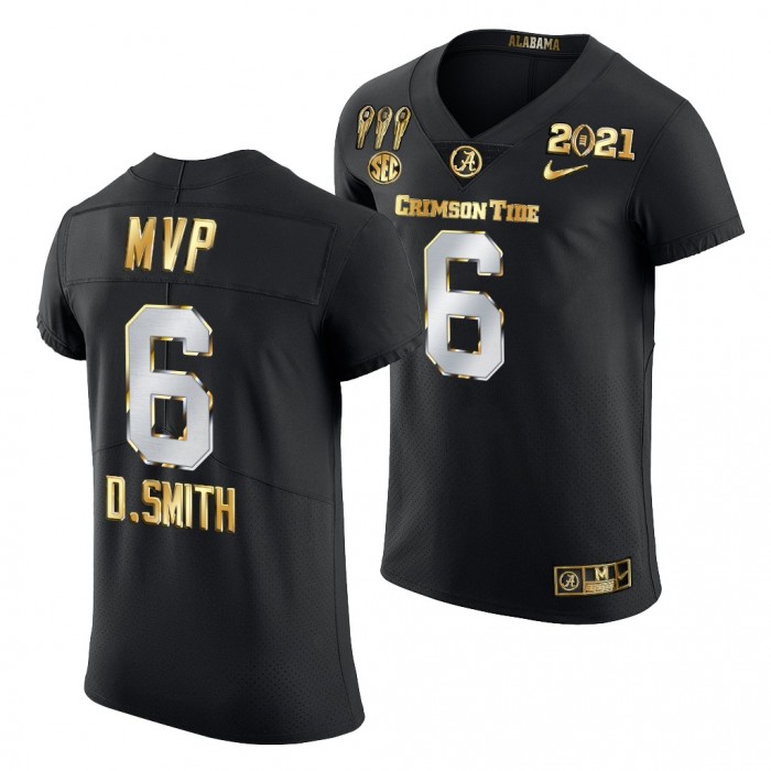 DeVonta Smith 2021 CFP National Championship MVP Alabama Crimson Tide Jersey Golden Limited Black