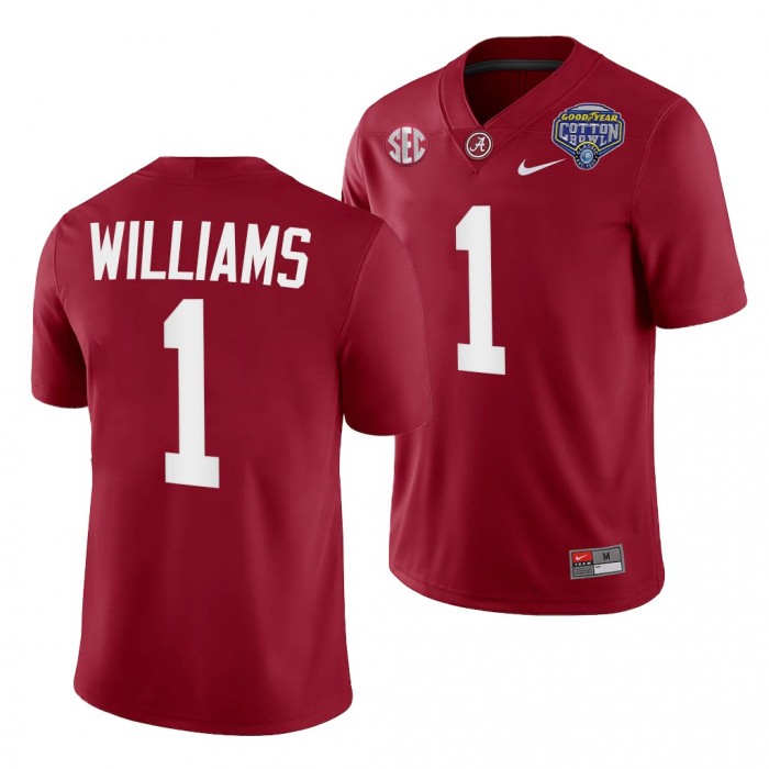 Alabama Crimson Tide Jameson Williams 1 Jersey Crimson 2021 Cotton Bowl College Football Playoff Uniform