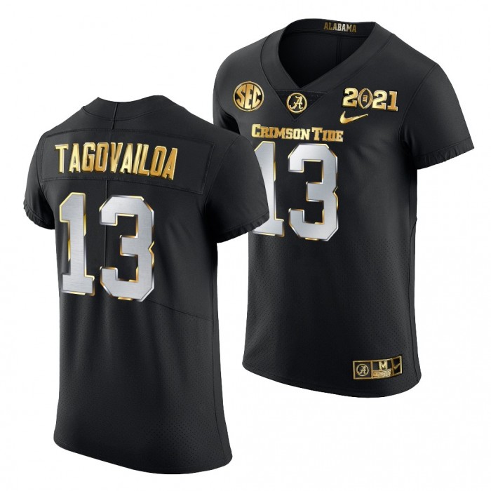 Tua Tagovailoa #13 Alabama Crimson Tide 2021 College Football Playoff Championship Golden Authentic Jersey-Black