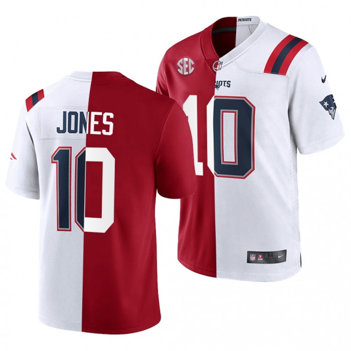 Mac Jones Patriots X Alabama Crimson Tide Split Edition Jersey Crimson White