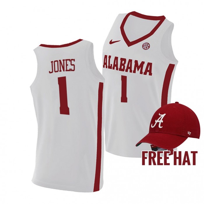 Herbert Jones Jersey Alabama Crimson Tide 2021-22 College Basketball Free Hat Jersey-White