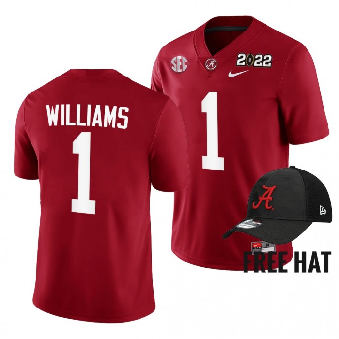 Jameson Williams Alabama Crimson Tide 2021-22 Cotton Bowl Champions Crimson Jersey Free Hat