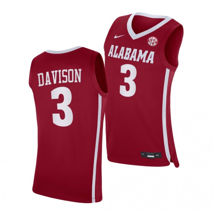 JD Davison Alabama Crimson Tide Red Jersey 2021-22 College Basketball Shirt