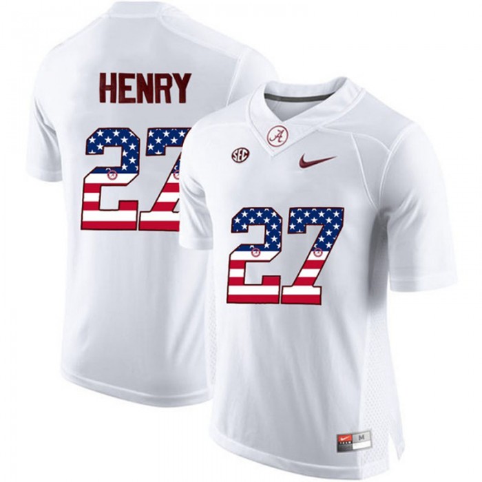 2017 US Flag Fashion Male Alabama Crimson Tide Derrick Henry White College Football Limited Jersey