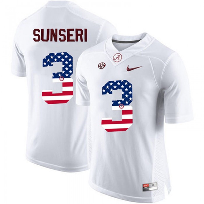 2017 US Flag Fashion Male Alabama Crimson Tide Vinnie Sunseri White College Football Limited Jersey