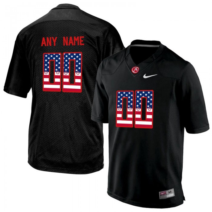Male Alabama Crimson Tide #00 Blackout Custom College Football Limited Jersey US Flag Fashion