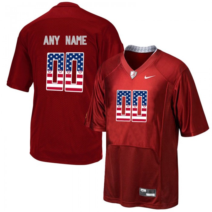 Male Alabama Crimson Tide #00 Red Custom College Football Limited Jersey US Flag Fashion