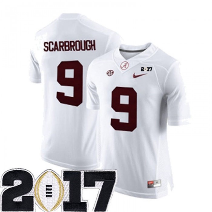 Male Alabama Crimson Tide #9 Bo Scarbrough White NCAA 2017 National Championship Bound Limited Jersey
