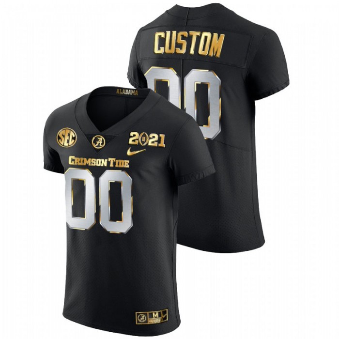 Alabama Crimson Tide Custom 2021 National Championship Golden Edition Jersey For Men Black