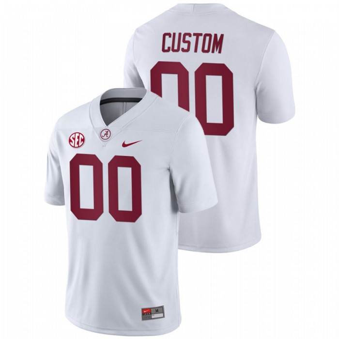 Custom Alabama Crimson Tide College Football Away Game White Jersey For Men