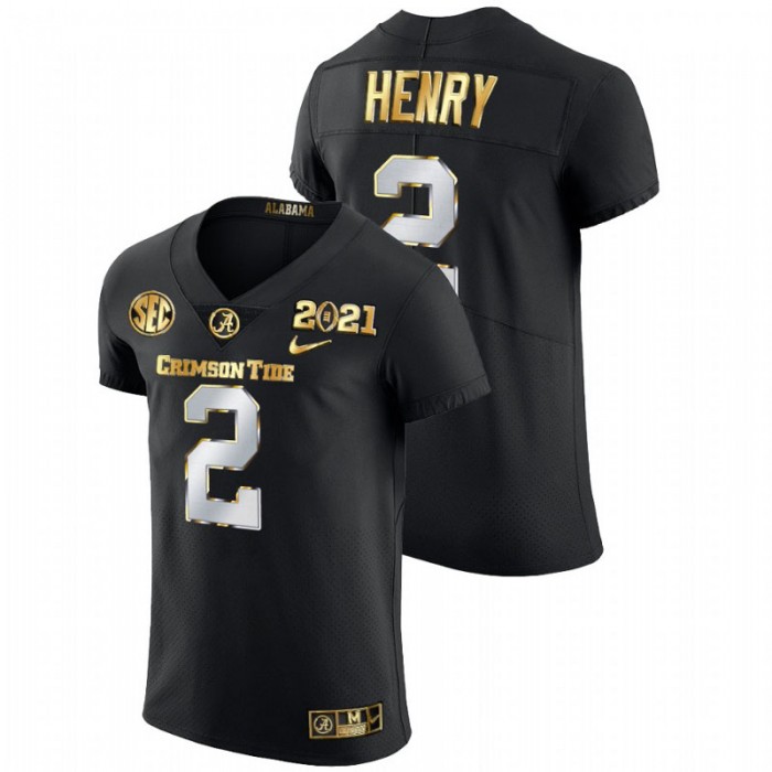 Alabama Crimson Tide Derrick Henry 2021 National Championship Golden Edition Jersey For Men Black