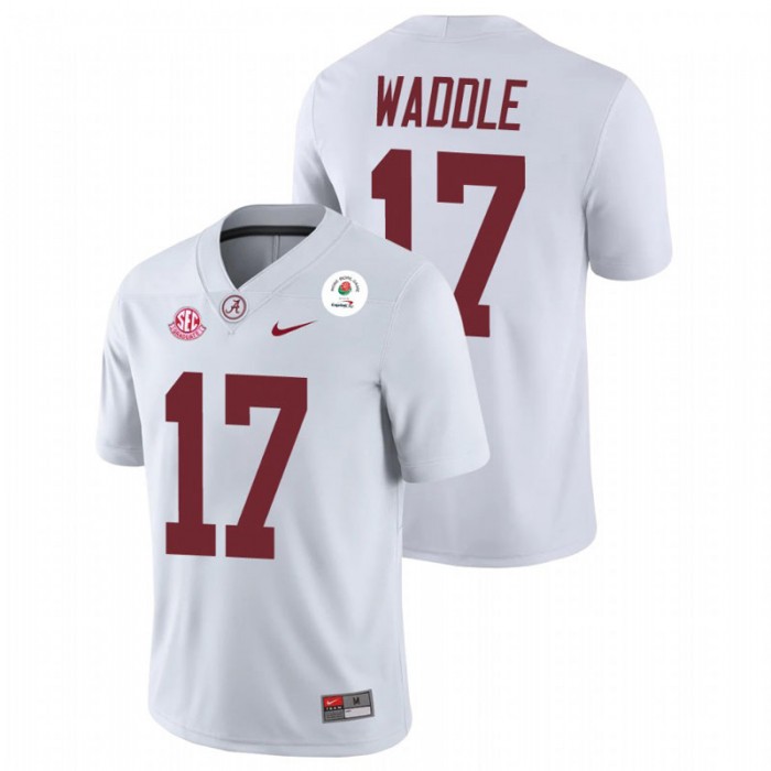 Alabama Crimson Tide Jaylen Waddle 2021 Rose Bowl Champions Jersey For Men White