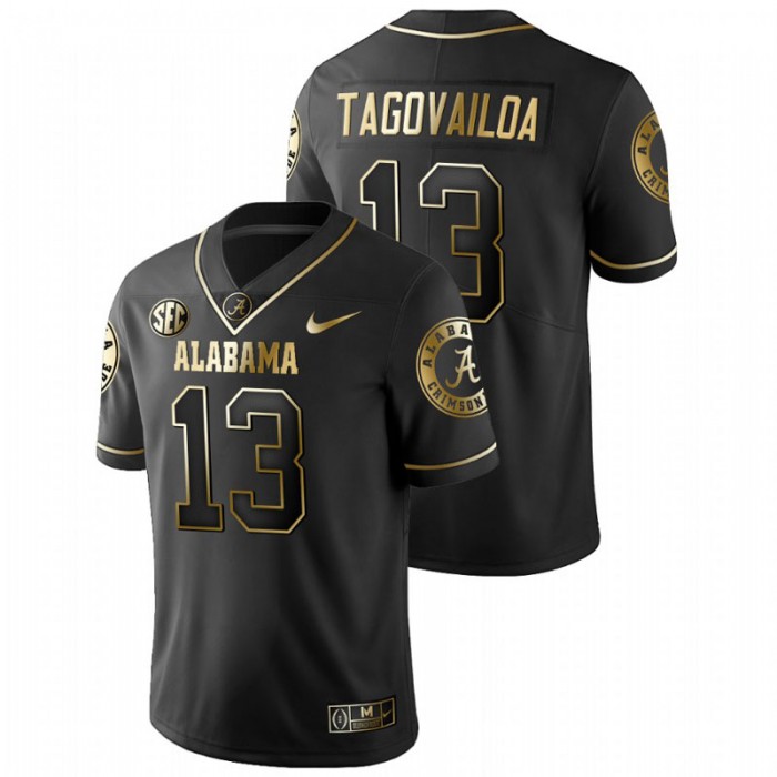 Tua Tagovailoa Alabama Crimson Tide College Football Golden Edition Limited Black Jersey For Men