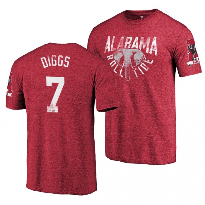 Alabama Crimson Tide Trevon Diggs #7 For Men 2019 Hometown Classic Tri-Blend T-Shirt-Crimson