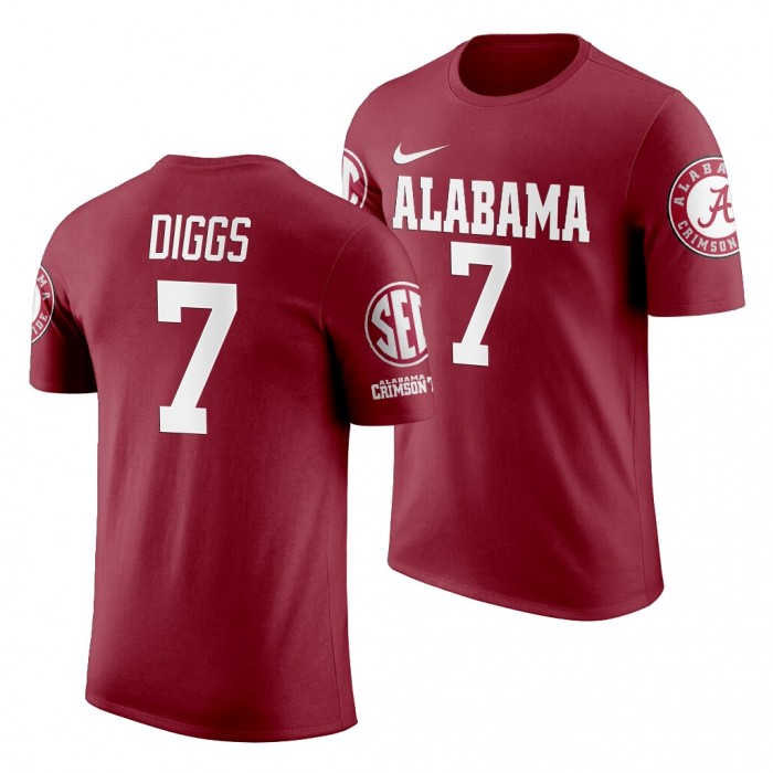 Alabama Crimson Tide NCAA Football Trevon Diggs Crimson 2019 Name Number Dri-FIT T-Shirt-For Men