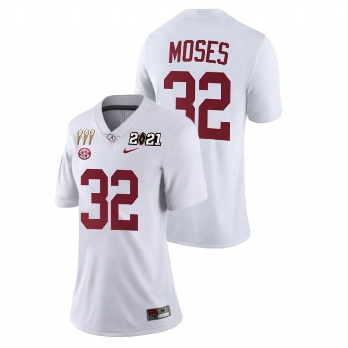 Alabama Crimson Tide Dylan Moses 3X CFP National Championship Limited Jersey Women's White