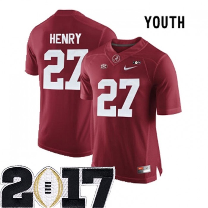 Youth Alabama Crimson Tide #27 Derrick Henry Crimson NCAA 2017 National Championship Bound Limited Jersey