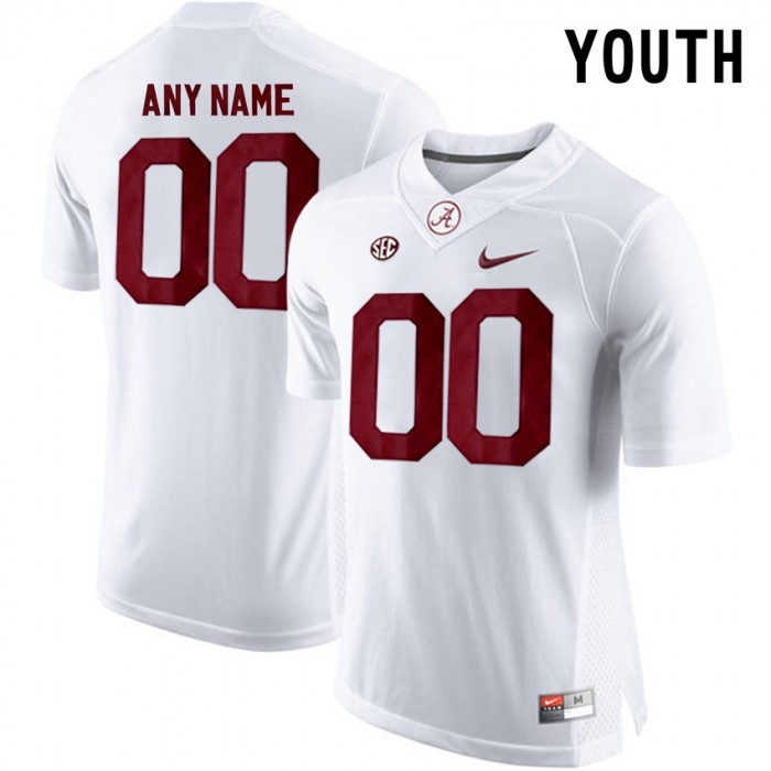 Youth Alabama Crimson Tide #00 White College Limited Football Customized Jersey