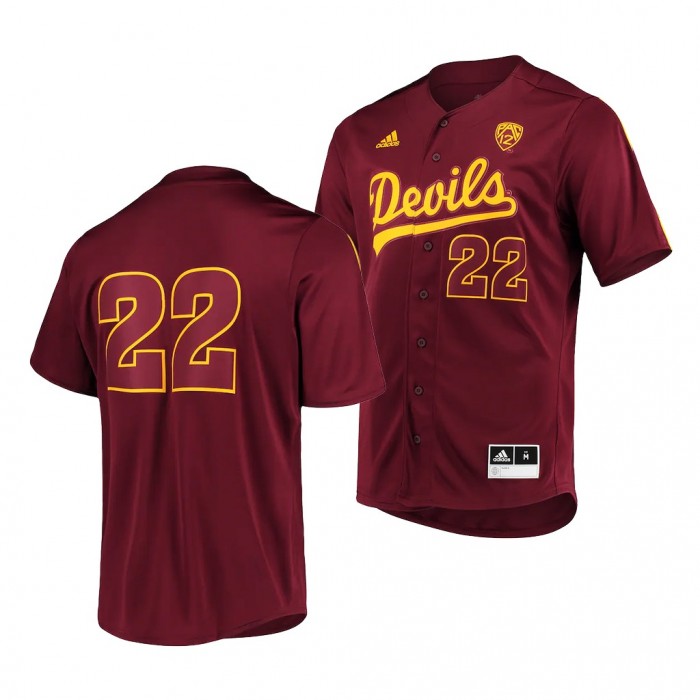 Arizona State Sun Devils College Baseball Button-Up Maroon #22 Jersey