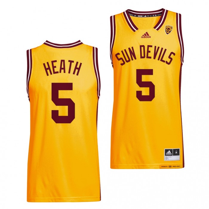 Jay Heath #5 Arizona State Sun Devils Reverse Retro Gold Jersey 2022 Basketball