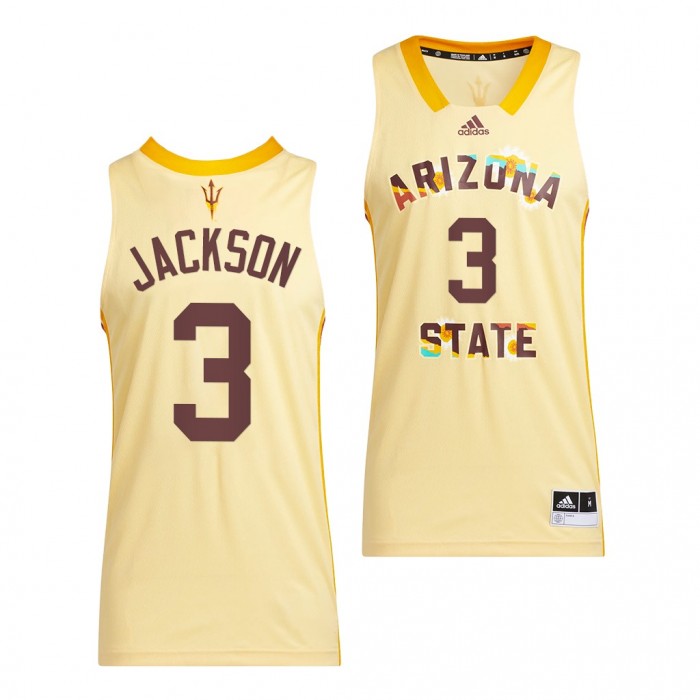 Arizona State Sun Devils Marreon Jackson Honoring Black Excellence 2022 Uniform Yellow #3 Basketball Jersey