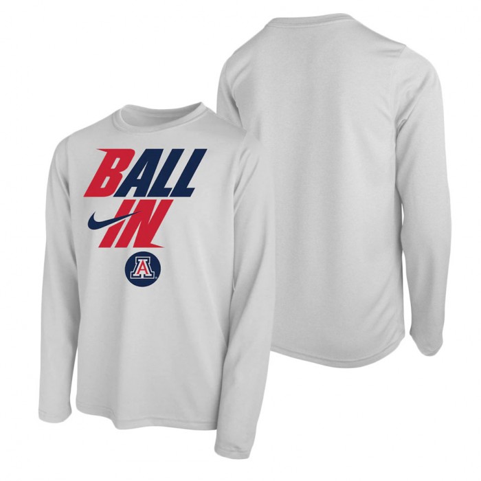 Arizona Wildcats Nike Youth Ball In Bench Long Sleeve T-Shirt White
