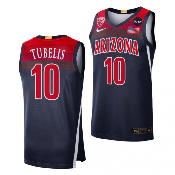 Arizona Wildcats Azuolas Tubelis #10 Navy College Basketball Jersey 2021-22 Elite Limited