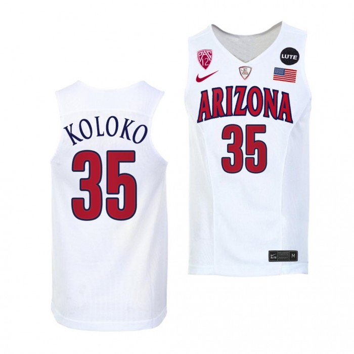 Arizona Wildcats Christian Koloko #35 White Replica Jersey 2021-22 College Basketball
