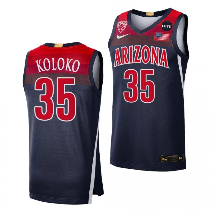 Arizona Wildcats Christian Koloko #35 Navy College Basketball Jersey 2021-22 Elite Limited