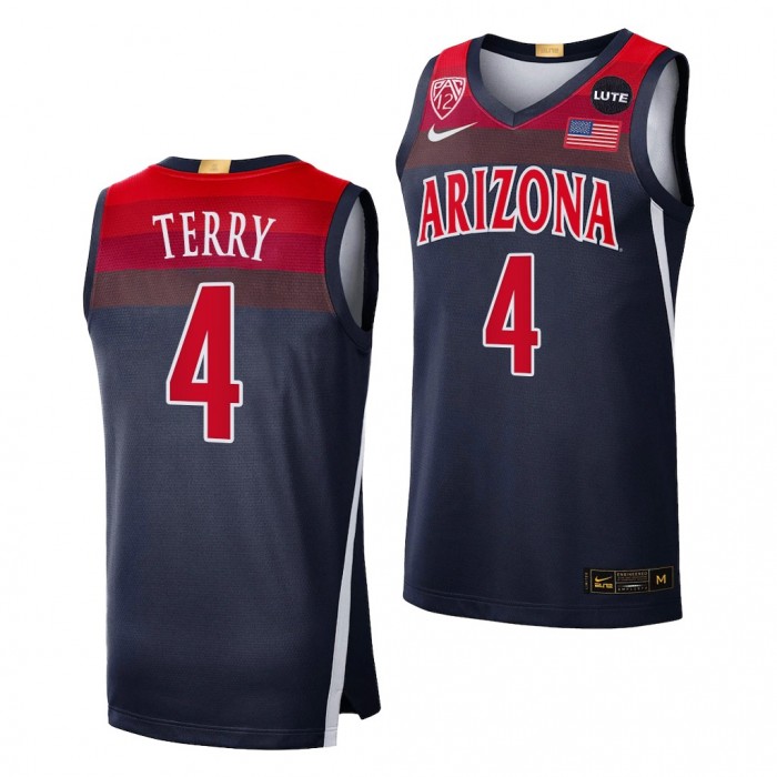 Arizona Wildcats Dalen Terry #4 Navy College Basketball Jersey 2021-22 Elite Limited