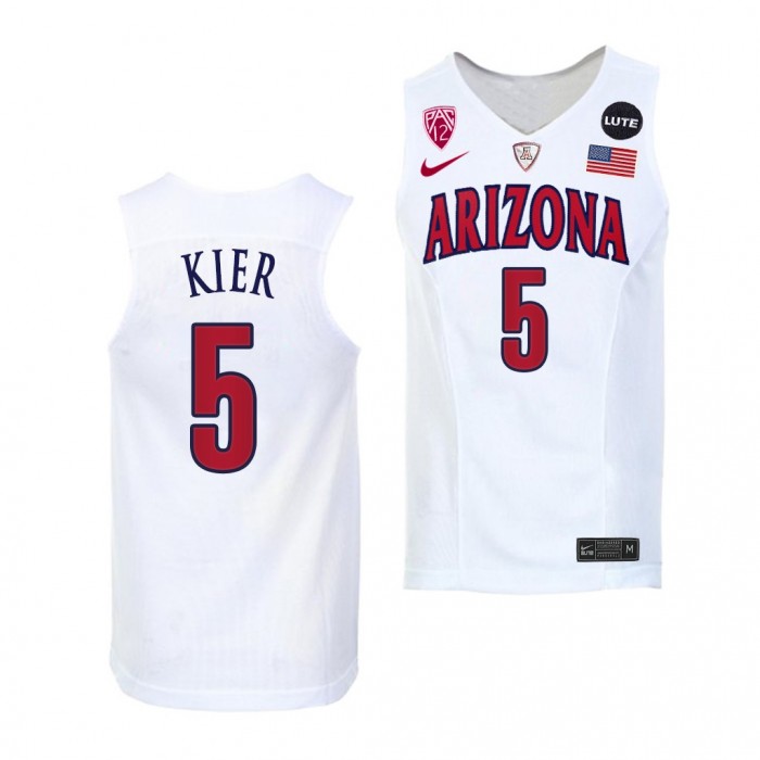 Arizona Wildcats Justin Kier #5 White Replica Jersey 2021-22 College Basketball