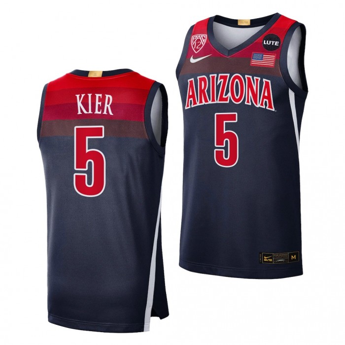 Arizona Wildcats Justin Kier #5 Navy College Basketball Jersey 2021-22 Elite Limited