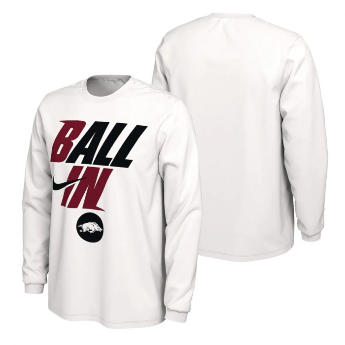 Arkansas Razorbacks Nike Ball In Bench Long Sleeve T-Shirt White