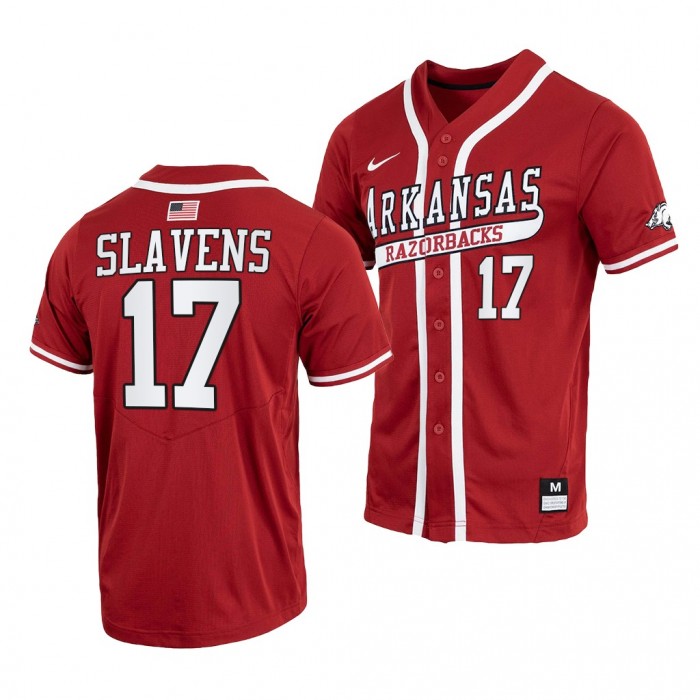 Arkansas Razorbacks #17 Brady Slavens College Baseball Cardinal Throwback Jersey