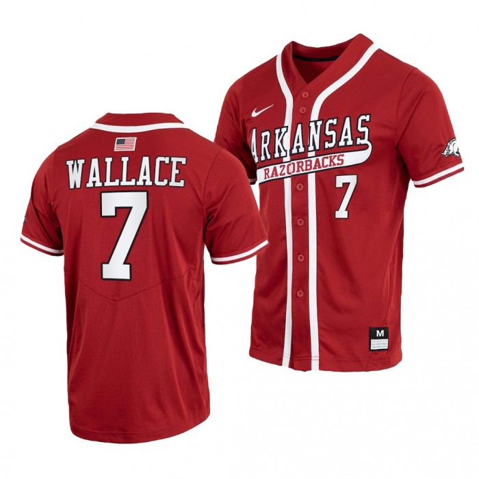 Arkansas Razorbacks #7 Cayden Wallace College Baseball Cardinal Throwback Jersey