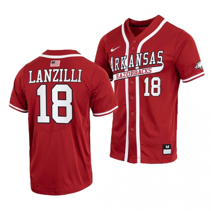 Arkansas Razorbacks #18 Chris Lanzilli College Baseball Cardinal Throwback Jersey
