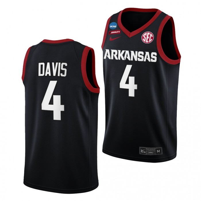 Davonte Davis Arkansas Razorbacks 2022 NCAA March Madness Black Basketball Jersey #4