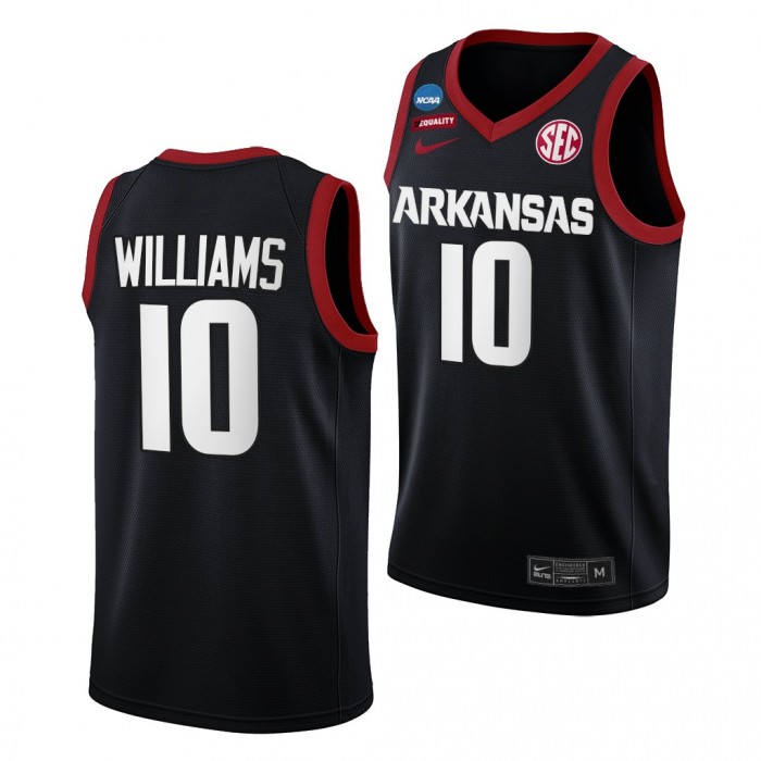 Jaylin Williams Arkansas Razorbacks 2022 NCAA March Madness Black Basketball Jersey #10