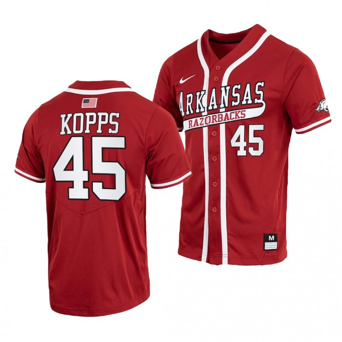 Arkansas Razorbacks #45 Kevin Kopps College Baseball Cardinal Throwback Jersey
