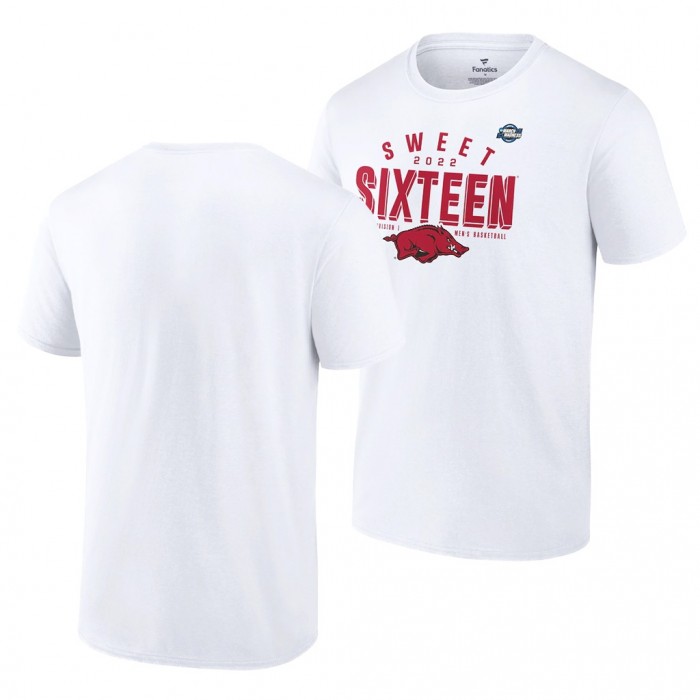 Arkansas Razorbacks 2022 NCAA March Madness Sweet Sixteen White For Men Basketball Tournament T-Shirt Men