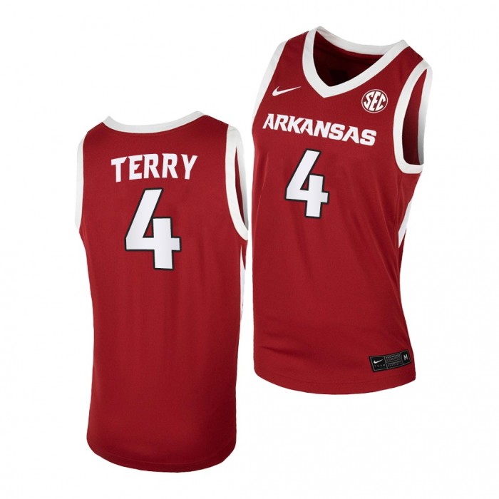 Arkansas Razorbacks Dalen Terry College Basketball 2022 Uniform Red #4 Jersey