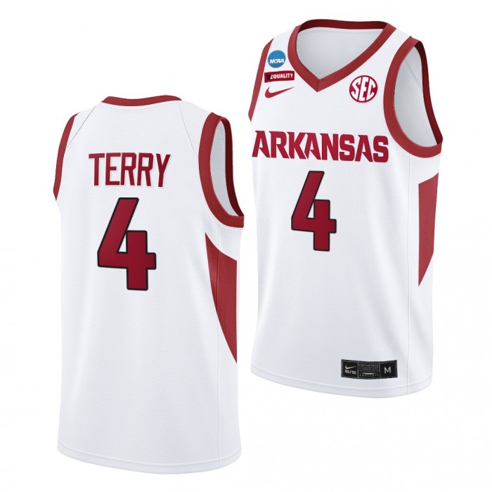 Dalen Terry 2022 NCAA March Madness Arkansas Razorbacks #4 White Sweet 16 Jersey