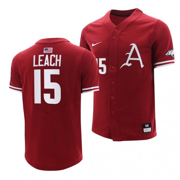 Dylan Leach Arkansas Razorbacks #15 Cardinal College Baseball Replica Jersey
